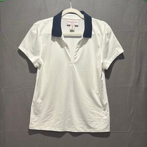 Tommy Bahama White and Navy Short Sleeve Polo